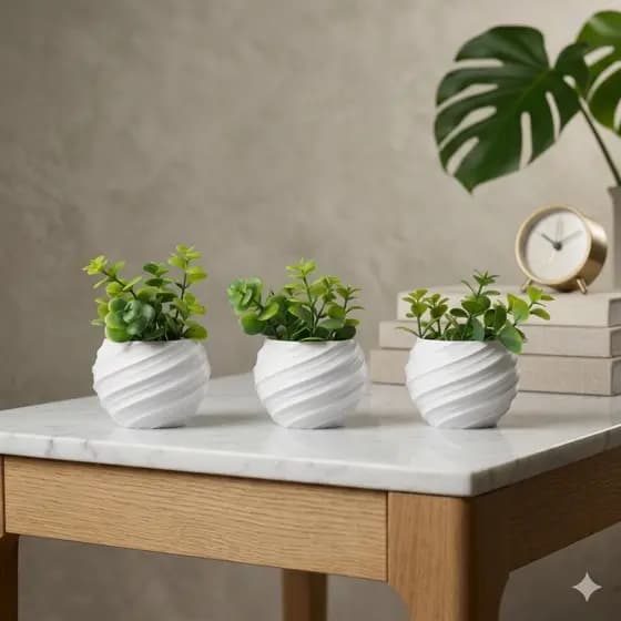 Vaso De Planta Artificial Kit Até 6 Unidades Sem ou Com Plantas Artificiais Mesa Rack Nicho Banheiro