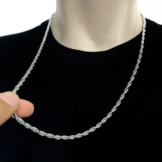 Corrente Cordão Baiano Masculino 70cm Aço Inox 316l original