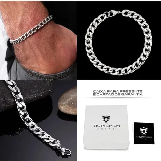 Pulseira de Aço Inoxidável para Homens Mulher Prata cor punk Casual Figaro Corrente Pulseira Colar Jóias Rapper Presente