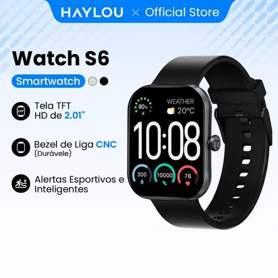 Haylou S6 Smart Watch 2.01"HD Display 5.3Bluetooth Chamando 20dias bateria Relógio Inteligente