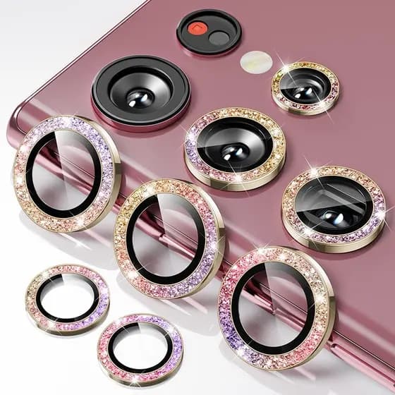 Vidro Luxuoso Do Anel Da Lente Câmera Traseira Diamante Para Samsung Galaxy S24 + S23 + Plus S23 FE S24 S23 S21 S22 Ultr