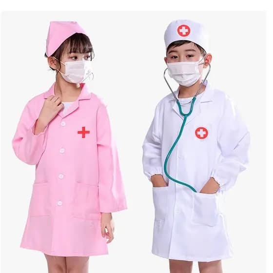 brinquedo jaleco médico infantil faz de conta menino e menina 2pçs brinquedo médico infantil fantasia