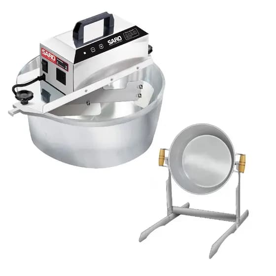 Kit Panela Elétrica Automática de Brigadeiro 10 Litros + Suporte Vira Panela Saro