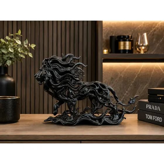 Leão Decorativo Moderno – Escultura Elegante (Preto ou Branco) | Decoração Luxo
