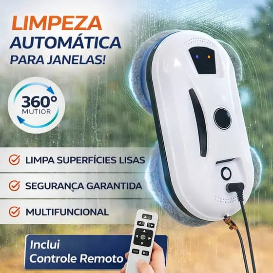 Robô limpa vidros automático com controle remoto e rotação 360° limpeza fácil e segura