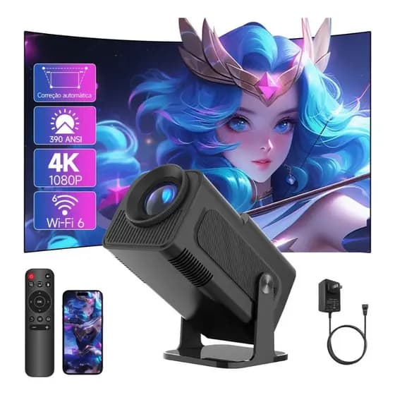 Mini projetor portátil HY320 1080p nativo 4K suporte WiFi 6 Bluetooth 5.0 Android leve foco manua