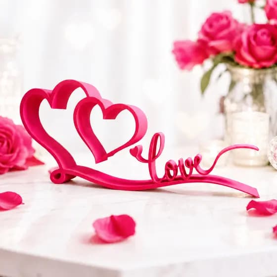 Enfeite Decorativo Love Corações 3D Romântico Presente Dia Dos Namorados