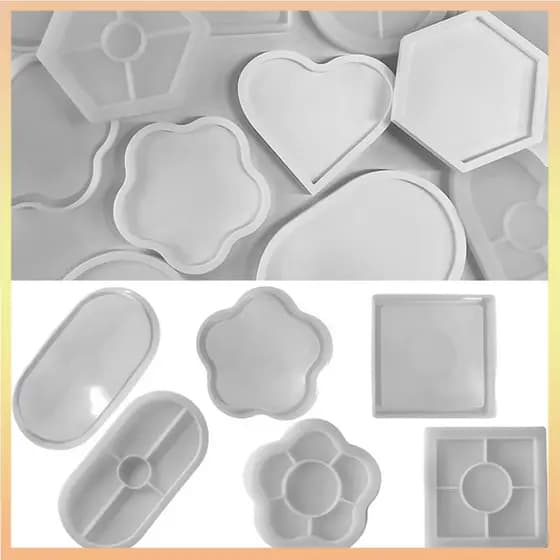 Oval Quadrado Redondo Hexágono Forma Resina Epóxi De Concreto Bandeja De Fundição De Cimento Molde De Silicone Bandejas