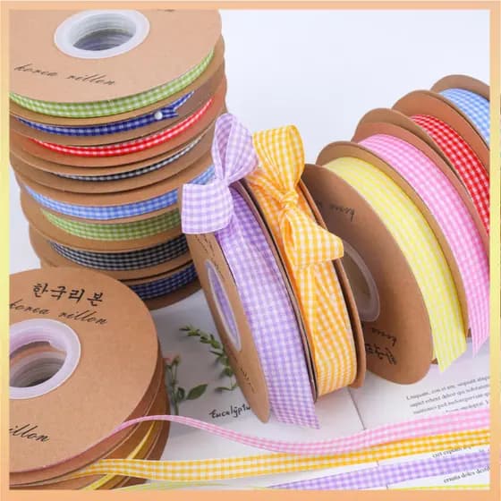 50 Jardas 1cm Fita Xadrez Grade Para Casa Casamento Festa De Natal Decoração DIY Artesanato Presente Buquê Embrulho