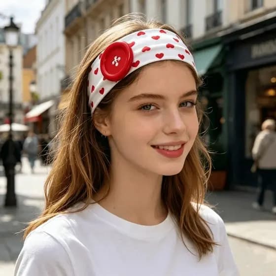 Faixa De Cabeça Com Botão De Bolinhas , Cabelo Elástica Ajustável Para Ioga Coração De Amor , Lenço Esportivo E