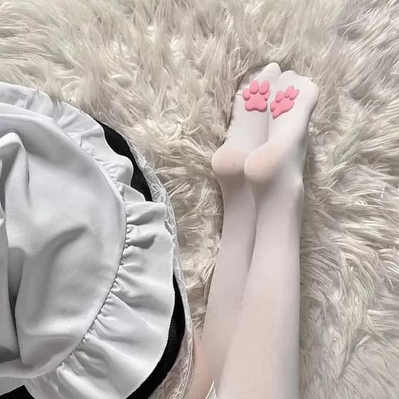 Meias De Gato , Almofadas Rosa De Veludo 3D Garra De Gatinho , Longas Fofas Na Altura Da Coxa Lolita JK