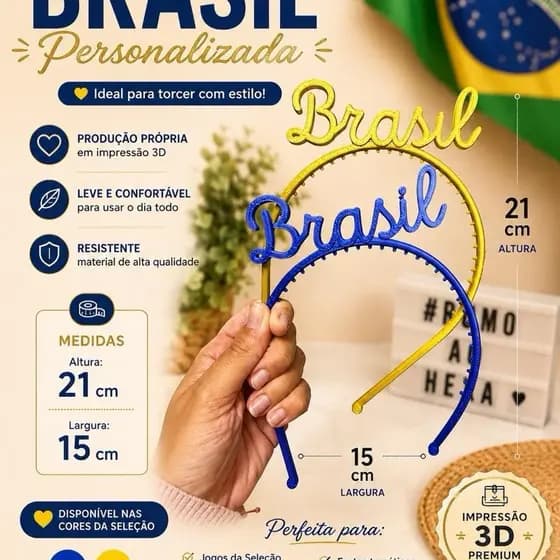 Tiara Brasil Personalizada Copa do Mundo Torcida Seleção Brasileira