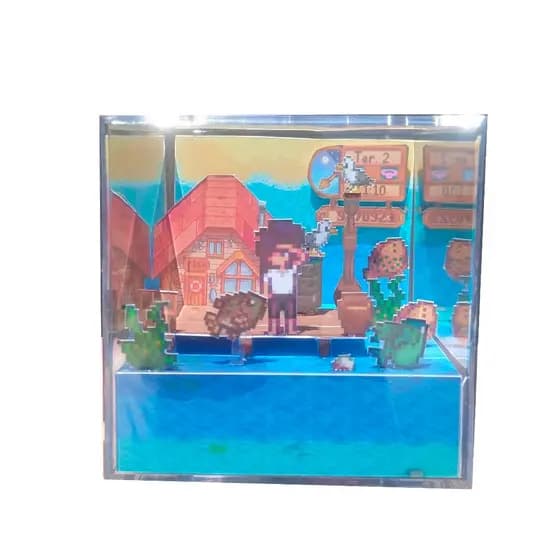 Cubo diorama Stardew valley pescaria