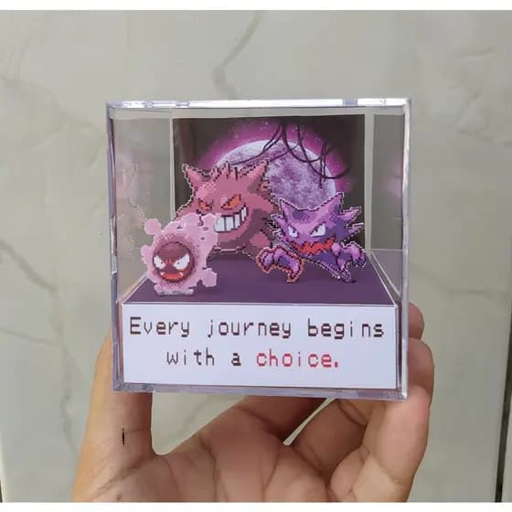 Cubo diorama Gengar evolução pokemon