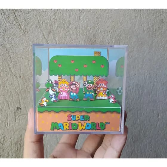 Cubo diorama Super mario world modelo 2