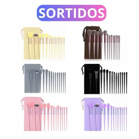 Kit 13 Pincéis Maquiagem Base Blush Sombra Estojo(sortidos)
