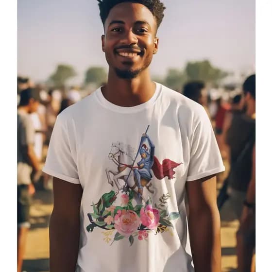 Camiseta Unissex São Jorge Cristã Jesus Gratidão Baby Look ou Camiseta Frases São Jorge