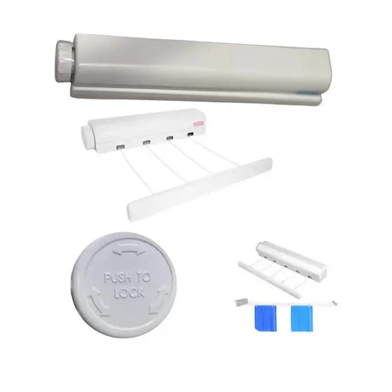 Varal retrátil de parede - compacto, resistente, fácil de instalar