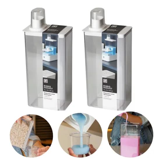 Kit 2 Pote Organizador Dispenser Tampa Copo Medidor Multiuso Banheiro Lavanderia Cozinha Geladeira