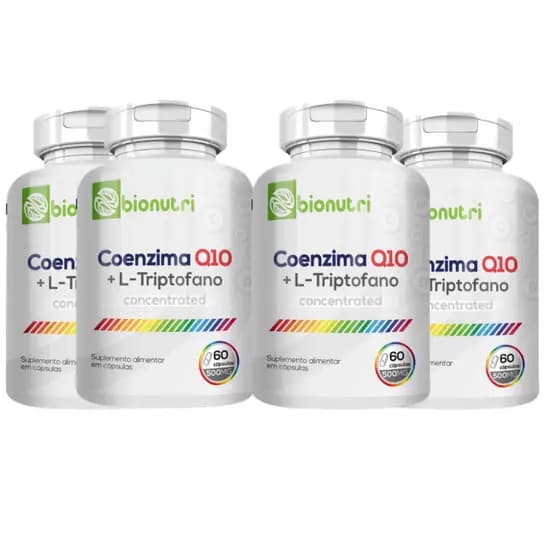 Kit 4 Coenzima Q10 L-Triptofano 60 Cápsulas 500mg Bionutri Quantum