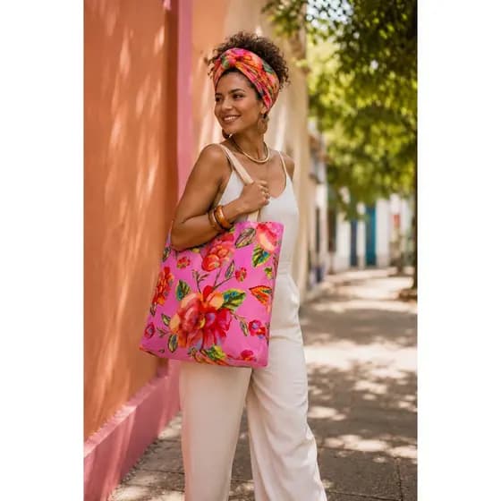 Bolsa UpFarm Me Leva Feira Banana Feminina Sacola Praia Viagem Compras Ecobag Grande Tropical CasualEcobag Sacol