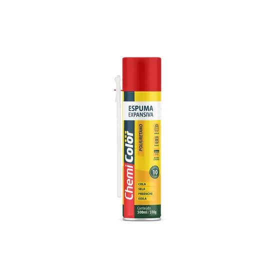 Espuma Expansiva 500ml Chemicolor Facil Aplicação em Vedação Frestas Buracos Obras e Reparos