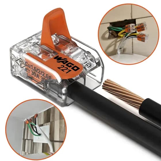 Kit Conector Emenda Wago Original 2 Polos Para Fio 6mm 41a