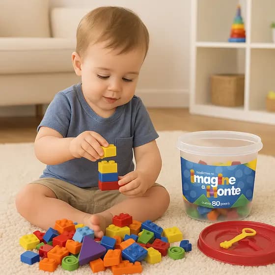 Blocos de Montar 80 Peças Brinquedos Educativo para Crianças + 3 anos Menino Menina Presente Dia das Crianças