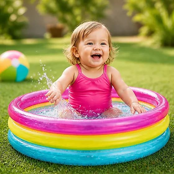 Piscina Infantil Inflável Criança Arco-íris 63 litros acima de 1 ano