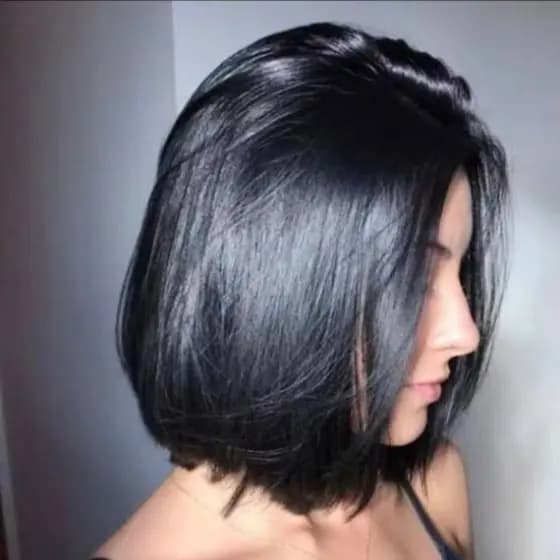 Peruca lace Wig fibra bio orgânica Premium Curta bob Preto Natural