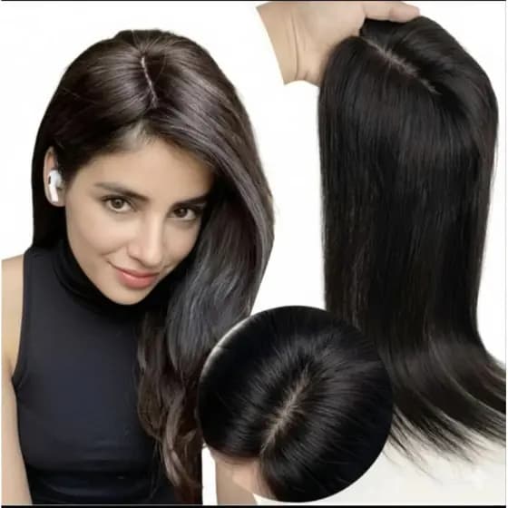 Topo de cabelo falhas - cabelo Topper bio orgânico - Topo de cabeça - Aparência Natural parece cabelo humano