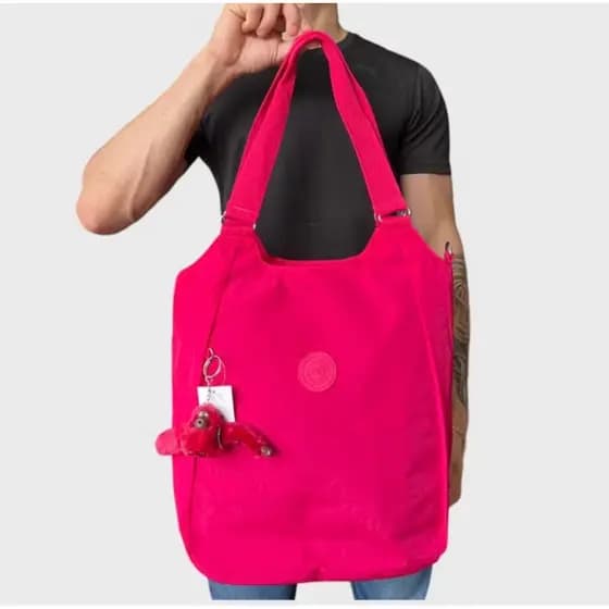 Bolsa Estilo Saco Feminina Casual com Alça de Ombro e Transversal Com Macaquinho