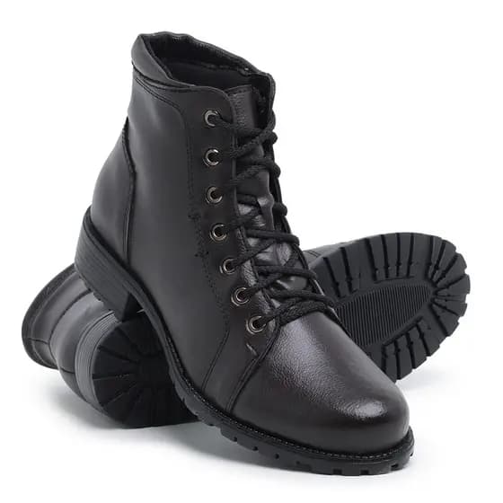 Bota feminina Coturno tornozelo salto baixo sintético moda clássico dia a dia frio conforto