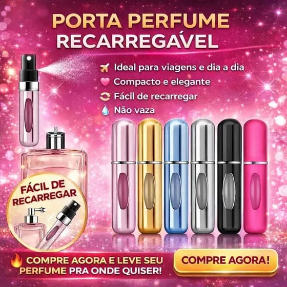Mini Porta Perfume Recarregável 5ml Spray | Compacto, Prático e Sem Vazamento