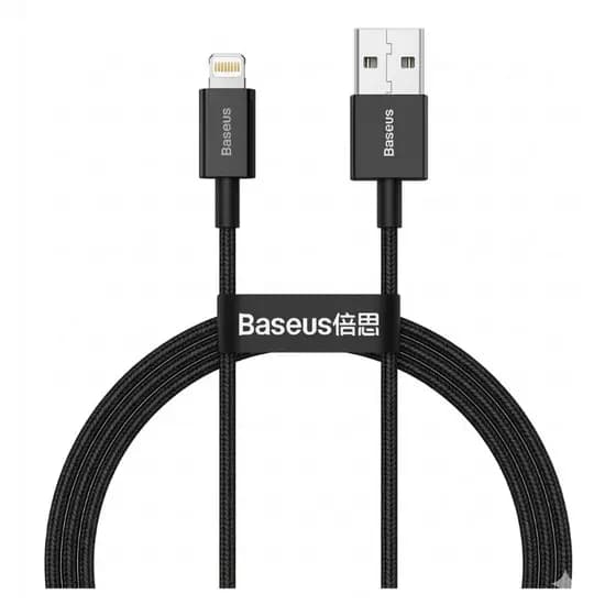 Cabo USB para Lightning Compatível com iPhone - 2.4A Carga Rápida 1m Preto