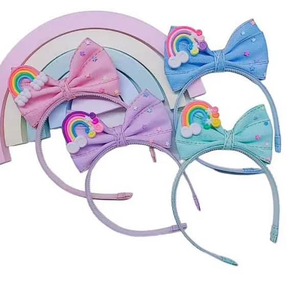 Tiara infantil arco Laço jeans em pé / Tiara de cabelo infantil / Arquinho infantil menina