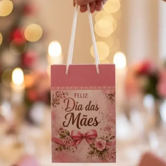 ENVIO RÁPIDO | Sacola Dia das Mães Floral Rosa Luxo com Alça – Presente Pronto | Pegue e Monte