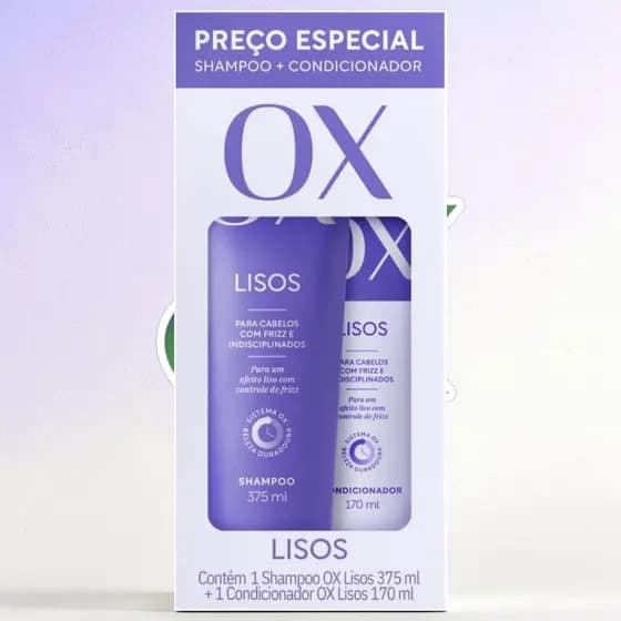 Kit OX Lisos Shampoo 375ml + Condicionador 170ml | Liso Alinhado e Sem Frizz