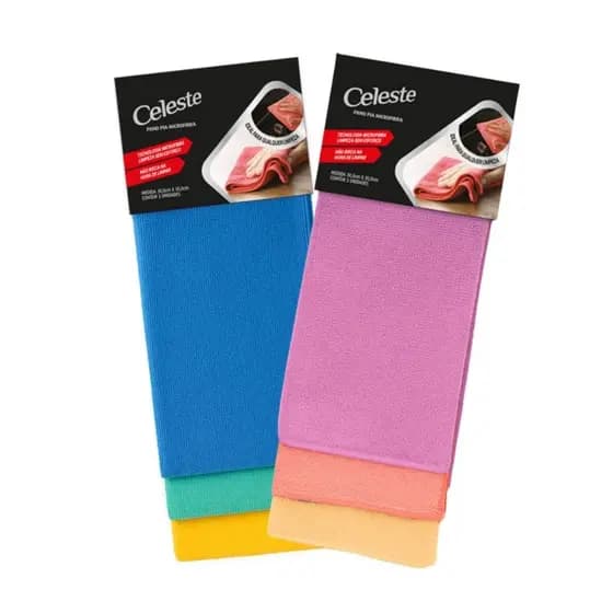 Conjunto 3 Panos de Pia Microfibra Celeste Alta Absorção Secagem Rápida Ideal para Cozinha