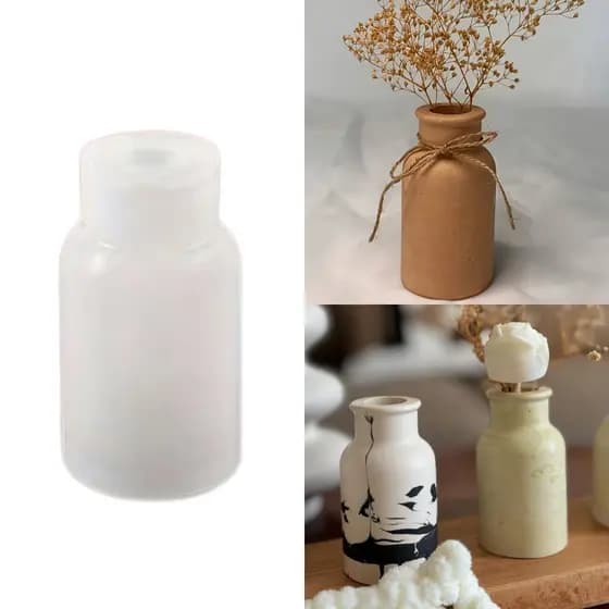 Molde de Silicone Vaso Liso para Cimento Resina Gesso Forma Vaso Decorativo