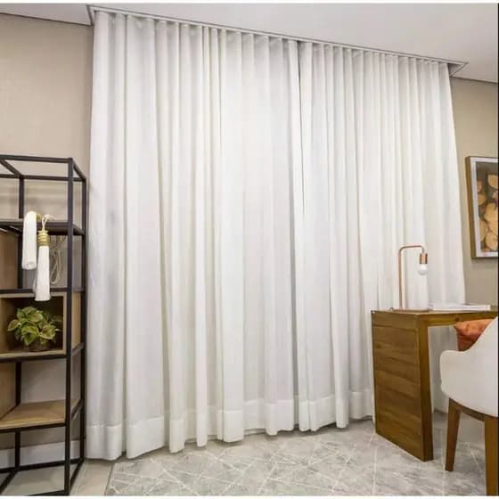 Cortina Trilho Suíço Tecido Gaze De Linho Luxuosa 7m X 2,80m Altura