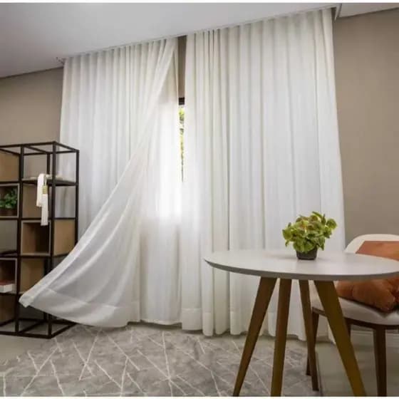 Cortina Trilho Suíço Tecido Linho Flame C\ Forro Microfibra 100% Algodão Grande