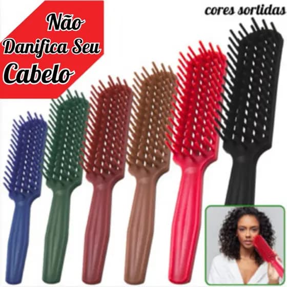 Escova Desembaraçadora Jacaré Cores Sortidas Florata Pentear Cabelo Desembaraça Plast