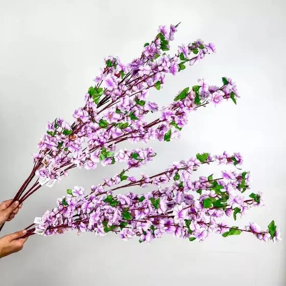 Cerejeira Artificiais Pessegueiro, Galho Grande 120cm, Decoração Flores - A-63 LILÁS