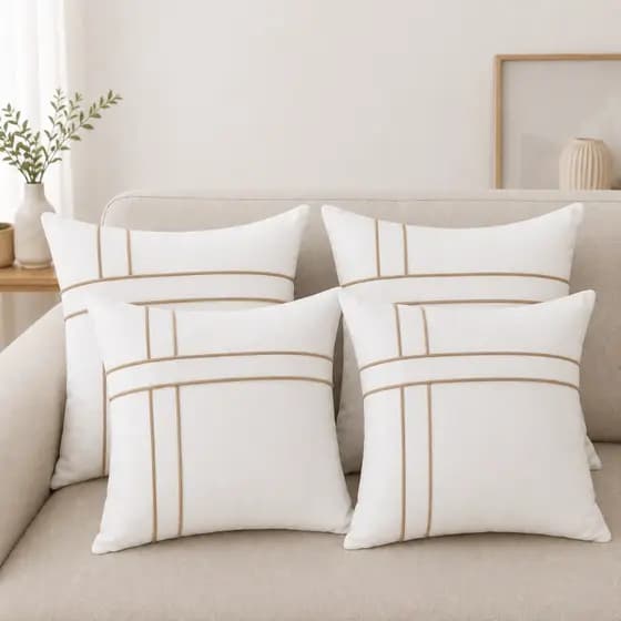 Capa de almofada decorativa 04 unidades com zíper 35cm x 35cm clean luxo