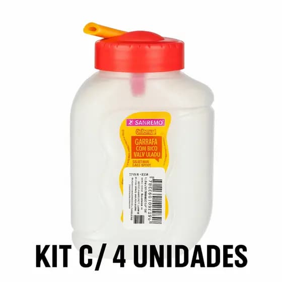 kit c/ 4 Garrafinha Para Lancheira Pequena Escolar Plástica 250 ml Transparente com Tampa