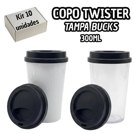 10 Copos Twister 300ml Tampa Bucks Atacado Varejo Café Bebida Celebração Festa Show Brinde Cores