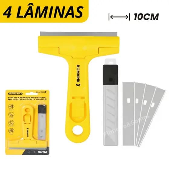 Raspador Limpador De Vidro Box Piso Cerâmica Azulejo + 4 Lâminas