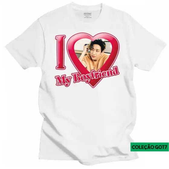 Camiseta Unissex I Love My Boyfriend Got7 BamBam K pop Coleção Got7