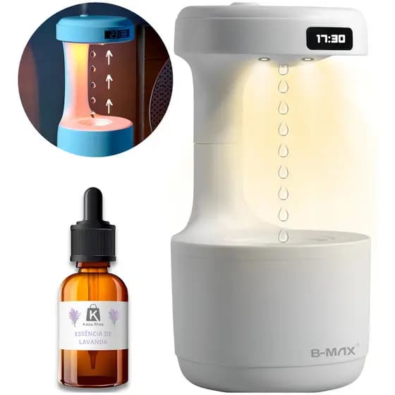 Umidificador Ar Água Ambiente Difusor Eletrico Anti-gravidade Relógio Branco 127/220v